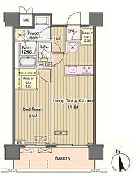 VerdeCourt西新宿 1LDKの間取図画像