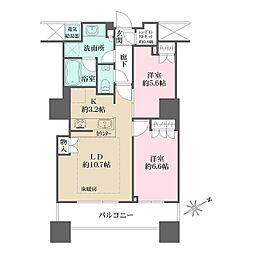 ザ・パークハウス西新宿タワー60 2LDKの間取図画像