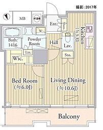 ザ・パークハウス西新宿タワー60 1LDKの間取図画像