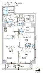 ParkAxis市谷加賀町 2LDKの間取図画像