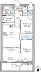 MOCXION PREMIUM四谷大京町 2LDKの間取図画像