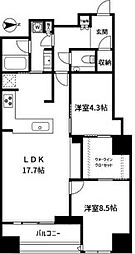 富久クロスコンフォートタワー 2SLDKの間取図画像