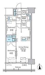 パークアクシス新宿百人町 2LDKの間取図画像