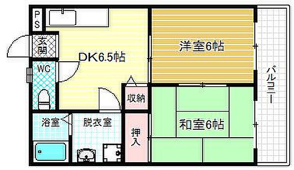エポアール　西浦 ｜大阪府羽曳野市西浦(賃貸マンション2DK・3階・41.00㎡)の写真 その2