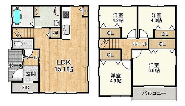1号地　建築プラン例