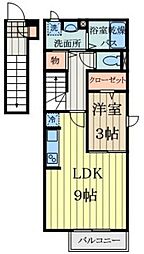ヴェルデヒルズ 1LDKの間取図画像