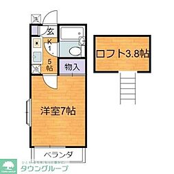 京王線 府中駅 徒歩24分の賃貸アパート 2階1Kの間取り