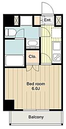 JR中央線 八王子駅 徒歩8分の賃貸マンション 2階1Kの間取り