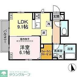 京王線 府中駅 バス11分 新町文化センター下車 徒歩5分の賃貸アパート 1階1LDKの間取り
