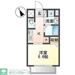 京王線 東府中駅 徒歩7分の賃貸マンション 4階1Kの間取り
