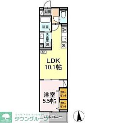 京王線 府中駅 バス15分 栄町交番北下車 徒歩4分の賃貸アパート 3階1LDKの間取り