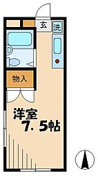 京王線 中河原駅 徒歩4分の賃貸アパート 1階1Kの間取り