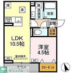 京王相模原線 京王堀之内駅 徒歩10分の賃貸アパート 1階1LDKの間取り