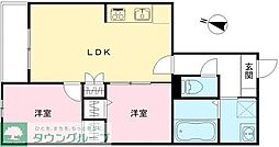 JR中央線 日野駅 徒歩21分の賃貸マンション 3階2LDKの間取り