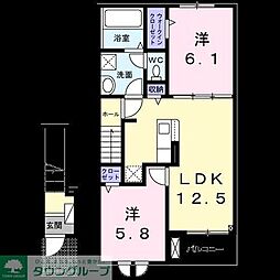 マリン 2階2LDKの間取り