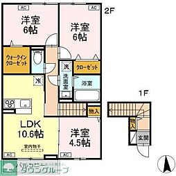 ガーネット　I 2階3LDKの間取り