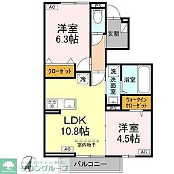 Bonnard(ボナール） 1階2LDKの間取り