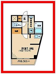 ヴィレッジヒル宮西 6階1Kの間取り