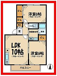 ストークヴィラ 1階2LDKの間取り