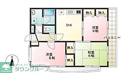 エクセル府中 2階3DKの間取り