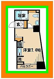 ドルチェ東京府中弐番館 2階ワンルームの間取り