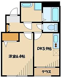 パークテラス・つつじヶ丘 1階1DKの間取り