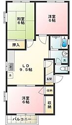 コートハウス富士 1階3LDKの間取り