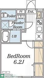 エクレール芦花公園 2階1Kの間取り
