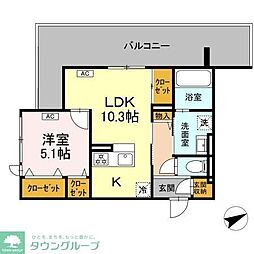 D-residence稲城 4階1LDKの間取り