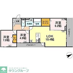 D-residence稲城 2階3LDKの間取り