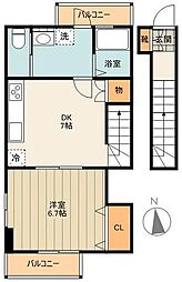 リブレアＨＩＮＯ 2階1DKの間取り