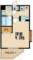 スパシエエクレクト 5階1Kの間取り