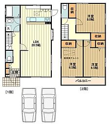 JR中央線 立川駅 徒歩24分の賃貸一戸建て 2階3LDKの間取り