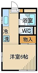 ルミエール府中 2階1Kの間取り