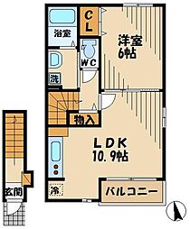 アロッジオ 2階1LDKの間取り