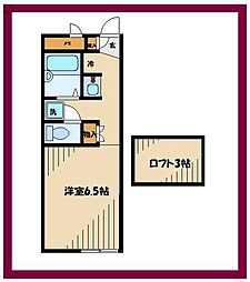 レオパレスヒロ 2階1Kの間取り