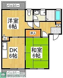 ベラカーサ白糸台 1階2DKの間取り