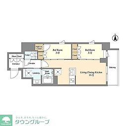 スタイリオフィット武蔵小杉II 2LDKの間取図画像