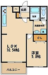 パークサイド'88 1LDKの間取図画像