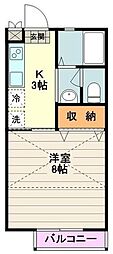 ネオコーポ千鶴 1Kの間取図画像