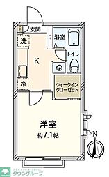 けやきコート 1Kの間取図画像