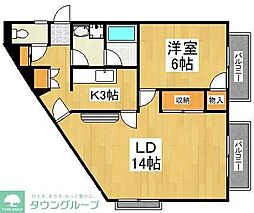 サンハイム・ヒヤマ 1LDKの間取図画像