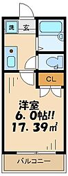 グリーンゲーブルス 1Kの間取図画像