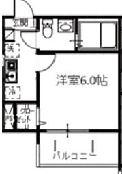 メディア中野島 1Kの間取図画像