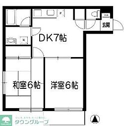 武蔵ハイツ1 2DKの間取図画像