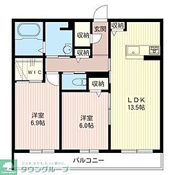 クレア 2LDKの間取図画像