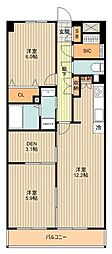 プレジール立川 2LDKの間取図画像