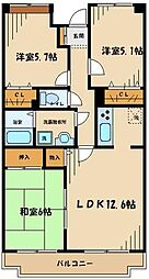 中野島ロイヤルハイツ 3LDKの間取図画像