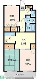 プライムアーバン武蔵小金井 3DKの間取図画像