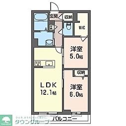 コンフォーザ神明 2LDKの間取図画像